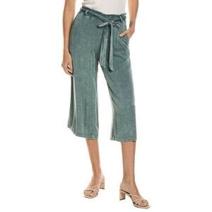 Chaser Green Acid Wash Heirloom Wide Leg Cropped Pants Elastic Waist Size M